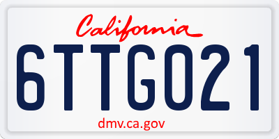 CA license plate 6TTG021