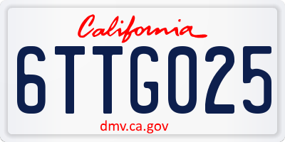 CA license plate 6TTG025