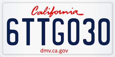 CA license plate 6TTG030