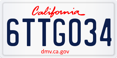 CA license plate 6TTG034
