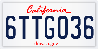 CA license plate 6TTG036