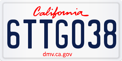 CA license plate 6TTG038