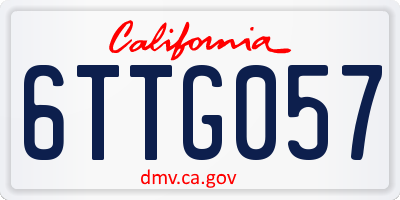 CA license plate 6TTG057