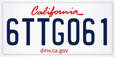 CA license plate 6TTG061