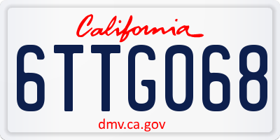 CA license plate 6TTG068