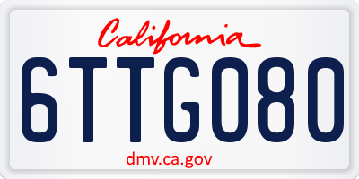 CA license plate 6TTG080