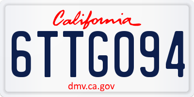CA license plate 6TTG094