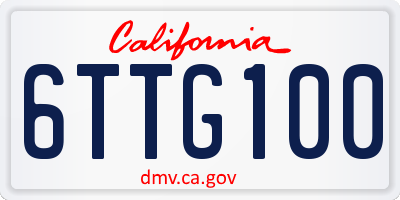 CA license plate 6TTG100