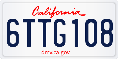 CA license plate 6TTG108