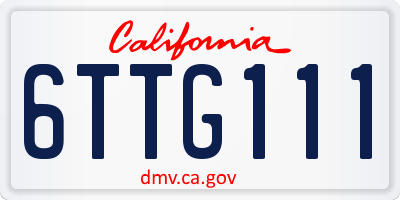 CA license plate 6TTG111