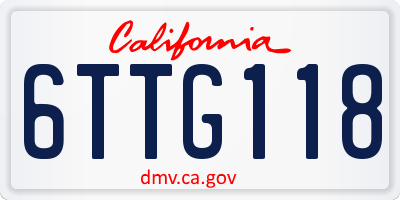 CA license plate 6TTG118