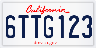 CA license plate 6TTG123