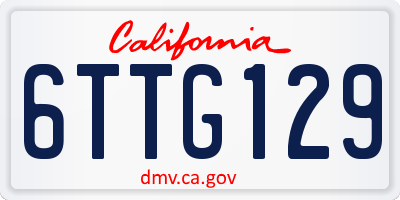 CA license plate 6TTG129