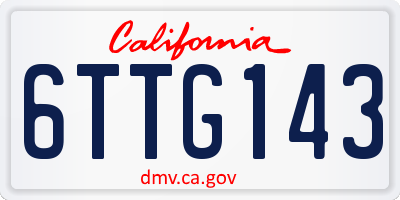 CA license plate 6TTG143