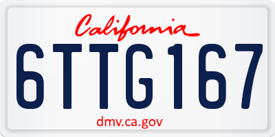CA license plate 6TTG167