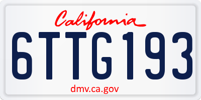 CA license plate 6TTG193