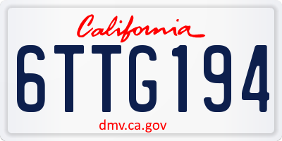 CA license plate 6TTG194