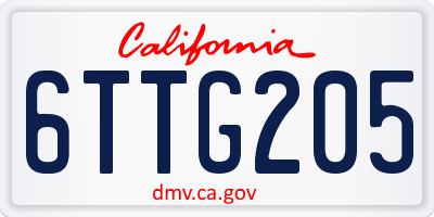 CA license plate 6TTG205