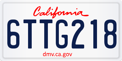 CA license plate 6TTG218
