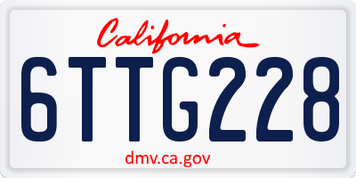 CA license plate 6TTG228