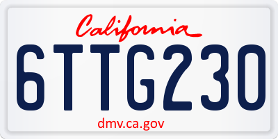 CA license plate 6TTG230