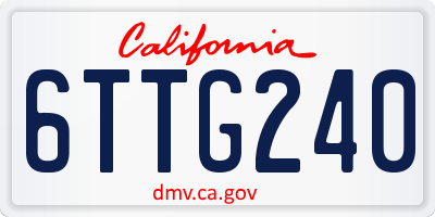 CA license plate 6TTG240