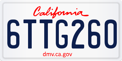 CA license plate 6TTG260