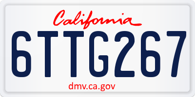 CA license plate 6TTG267