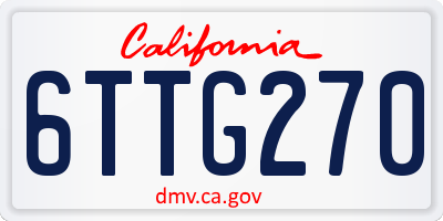 CA license plate 6TTG270