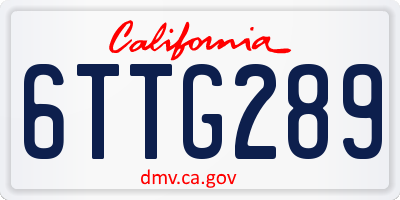 CA license plate 6TTG289