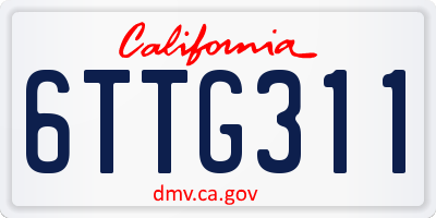 CA license plate 6TTG311