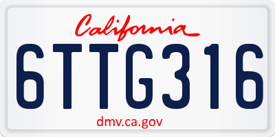 CA license plate 6TTG316