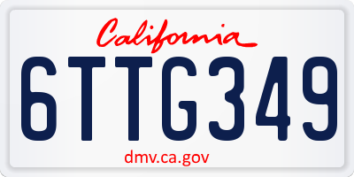 CA license plate 6TTG349
