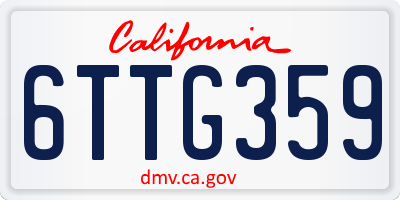 CA license plate 6TTG359