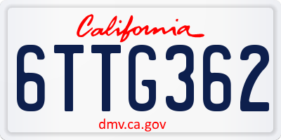 CA license plate 6TTG362