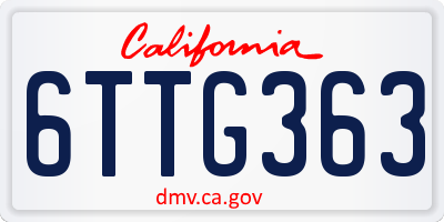 CA license plate 6TTG363