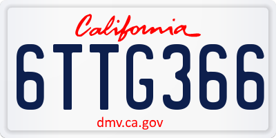 CA license plate 6TTG366