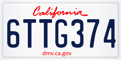 CA license plate 6TTG374