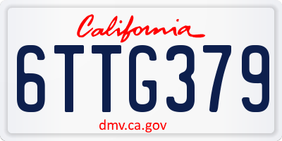 CA license plate 6TTG379