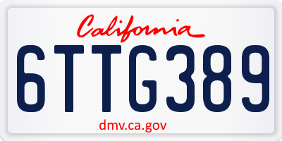 CA license plate 6TTG389