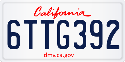 CA license plate 6TTG392