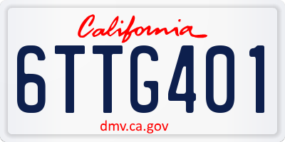 CA license plate 6TTG401