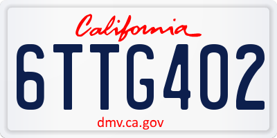 CA license plate 6TTG402