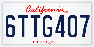 CA license plate 6TTG407