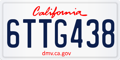 CA license plate 6TTG438