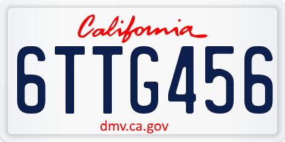 CA license plate 6TTG456