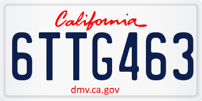 CA license plate 6TTG463