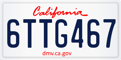 CA license plate 6TTG467