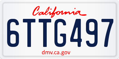 CA license plate 6TTG497