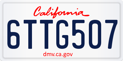 CA license plate 6TTG507